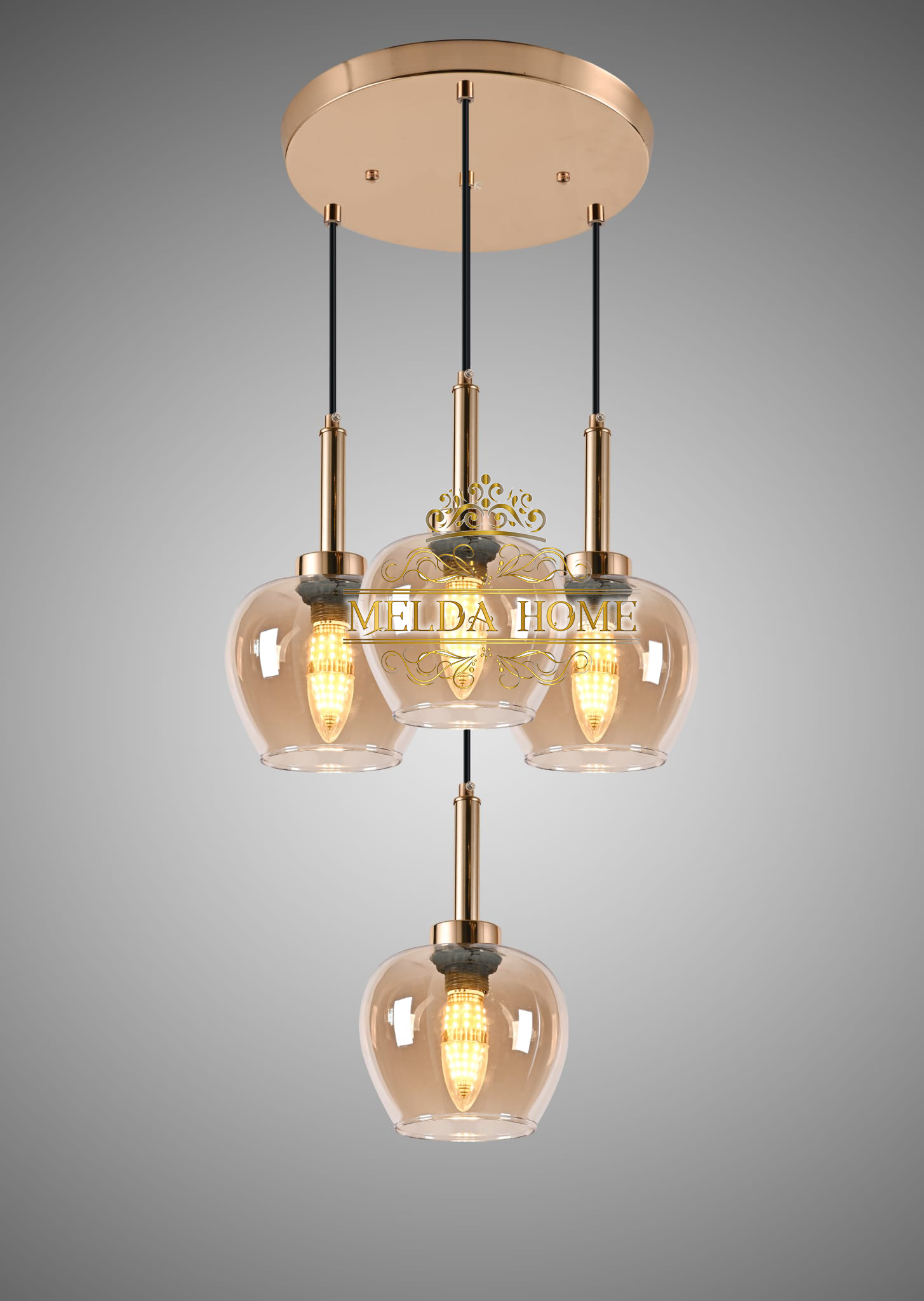 Crownfield 4 Cluster Lanterns Goud